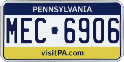 PA license plate MEC6906