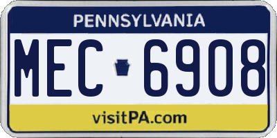 PA license plate MEC6908