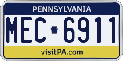PA license plate MEC6911