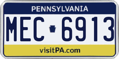 PA license plate MEC6913