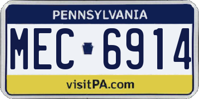 PA license plate MEC6914