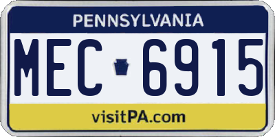 PA license plate MEC6915