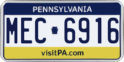 PA license plate MEC6916