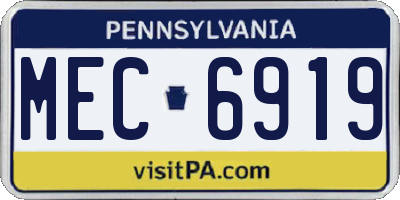 PA license plate MEC6919