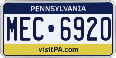 PA license plate MEC6920
