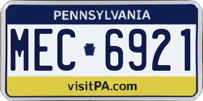 PA license plate MEC6921
