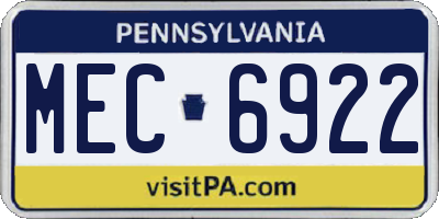 PA license plate MEC6922