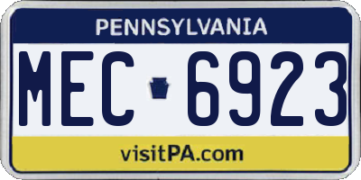 PA license plate MEC6923