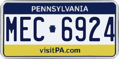 PA license plate MEC6924