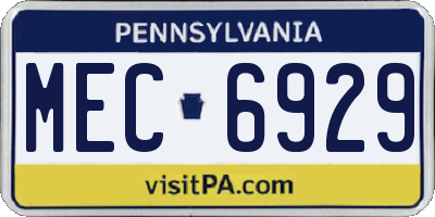 PA license plate MEC6929