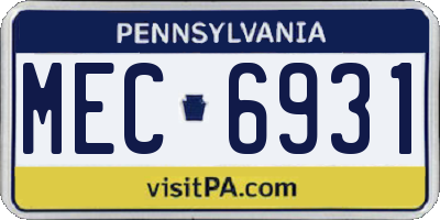 PA license plate MEC6931