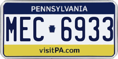 PA license plate MEC6933