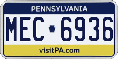 PA license plate MEC6936