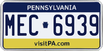 PA license plate MEC6939