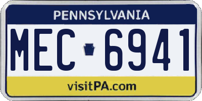 PA license plate MEC6941
