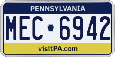 PA license plate MEC6942