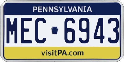 PA license plate MEC6943