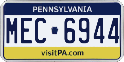 PA license plate MEC6944