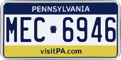 PA license plate MEC6946