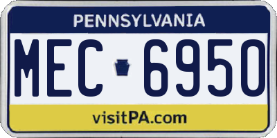 PA license plate MEC6950