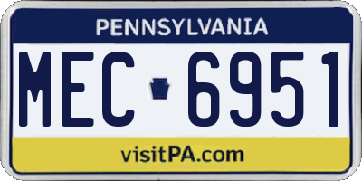 PA license plate MEC6951