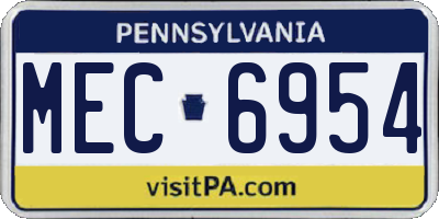PA license plate MEC6954
