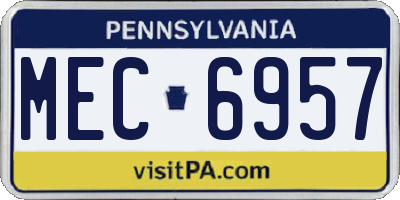PA license plate MEC6957