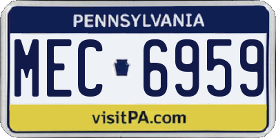 PA license plate MEC6959