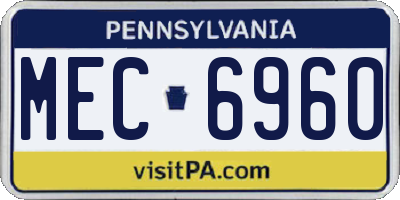PA license plate MEC6960