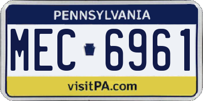 PA license plate MEC6961