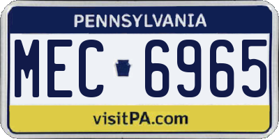 PA license plate MEC6965