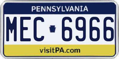 PA license plate MEC6966