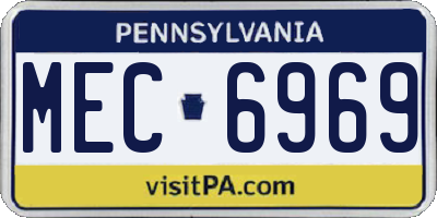 PA license plate MEC6969