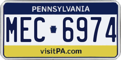 PA license plate MEC6974