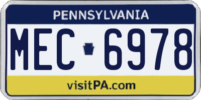 PA license plate MEC6978