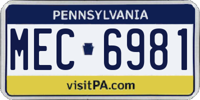PA license plate MEC6981
