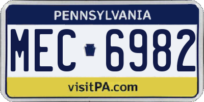 PA license plate MEC6982