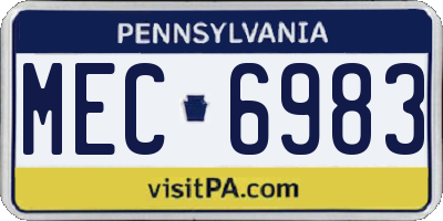 PA license plate MEC6983