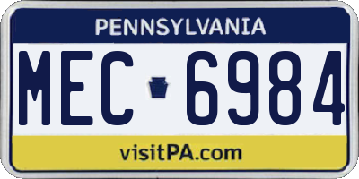 PA license plate MEC6984
