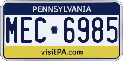 PA license plate MEC6985