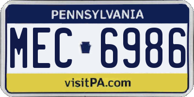 PA license plate MEC6986