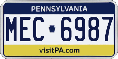 PA license plate MEC6987