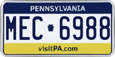 PA license plate MEC6988