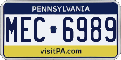 PA license plate MEC6989