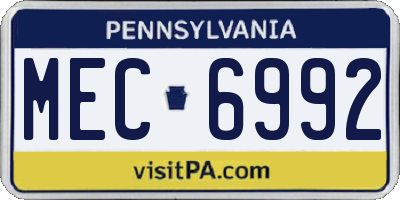 PA license plate MEC6992