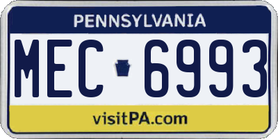 PA license plate MEC6993
