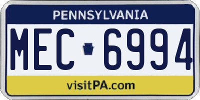 PA license plate MEC6994