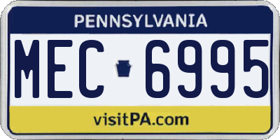 PA license plate MEC6995