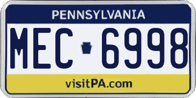 PA license plate MEC6998