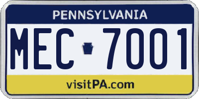 PA license plate MEC7001